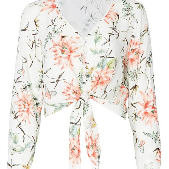 Fifteen Twenty Button Up Tie Front Floral Top medium - Picture 6 of 9